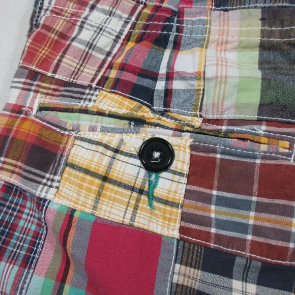 American Eagle mens colorful patchwork plaid chino shorts 35 EUC - Picture 8 of 10